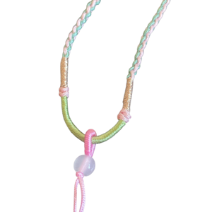 若草ピンク系 手編みネックレス紐
