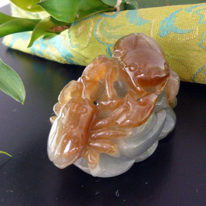レア!翡翠ハイグレード観賞用置物(蟹)